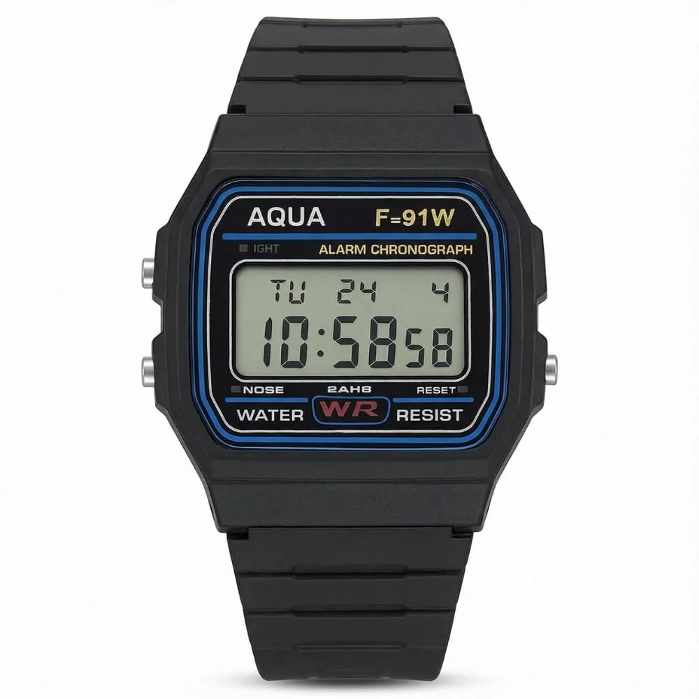Relógio De Pulso Digital Vintage Pequeno Preto Básico Militar A Prova D'agua Unissex Premium