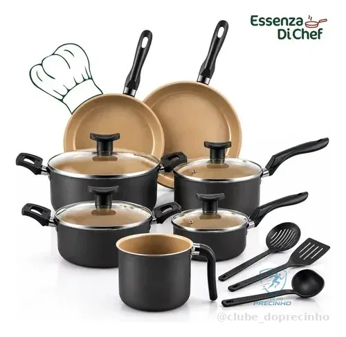 Conjunto Panelas Antiaderente 10 Peças Teflon Várias Cores