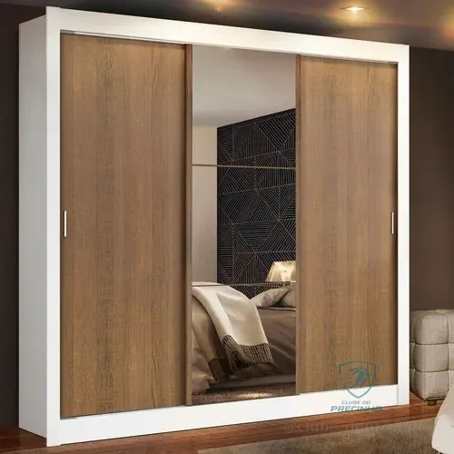 Guarda Roupa Casal Mônaco Madesa 3 Portas Correr Espelho Br Cor Branco/rustic 1093d81e Branco/marrom
