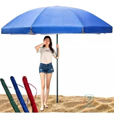 Guarda Sol Gigante 2,40m Uv Praia Piscina Respirável Verão Azul Liso