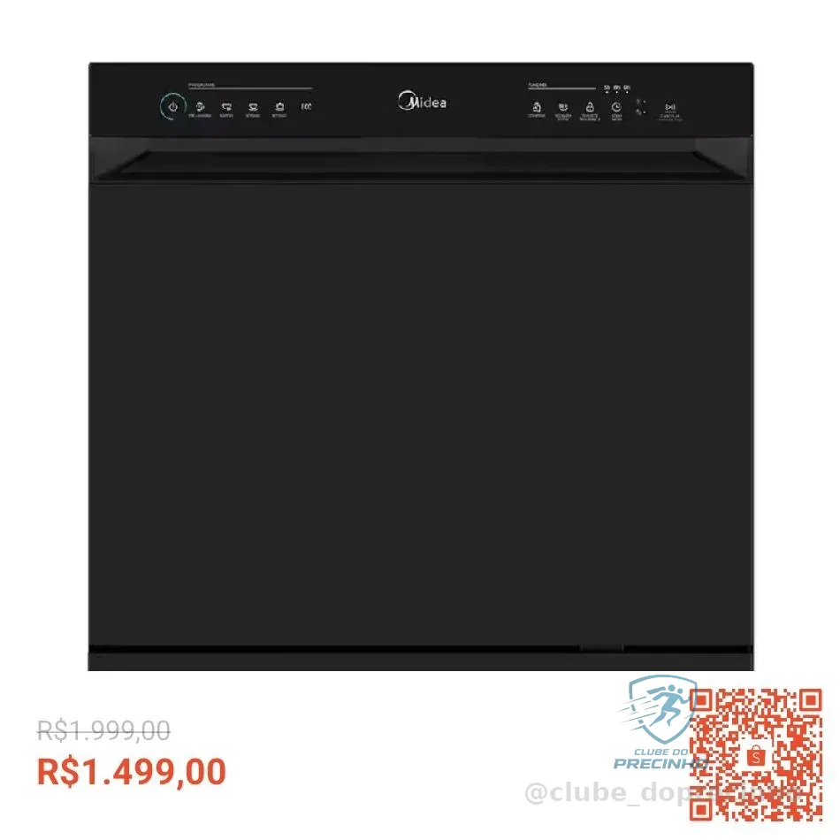 Lava Louças 8 Serviços Preta Touch Plus Midea