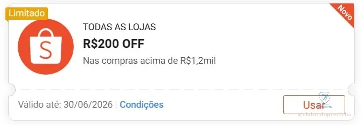 🔥 Cupom FORTE Shopee