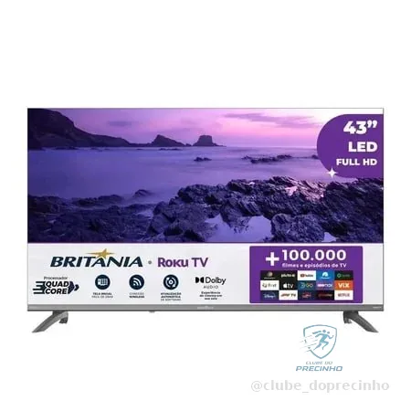 Smart TV 43” Britânia B43CRA Full HD Wi-Fi HDMI USB Conversor Digital