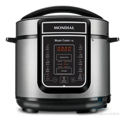Panela De Pressão Elétrica Digital 5l Mondial 900w - Pe-38 Preto/inox 127v 60hz
