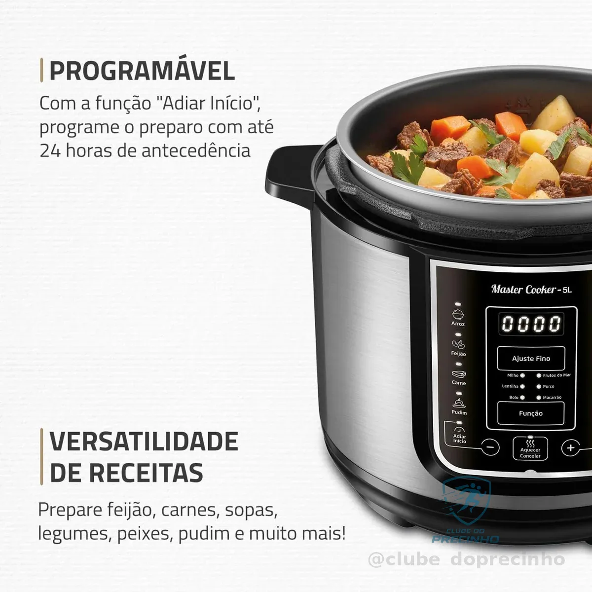 🔥 PARCELADO! MONDIAL Panela de Pressão Elétrica Digital 5L, Preto/Inox, 900W, 110V - PE-38