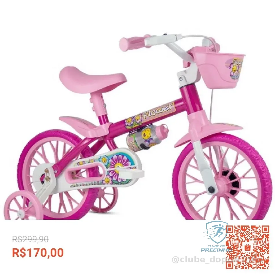 Bicicleta Infantil Aro 12 Freio Tambor 1 Marcha Cestinha Nathor C/ Rodinha Menina de 90cm a 1m