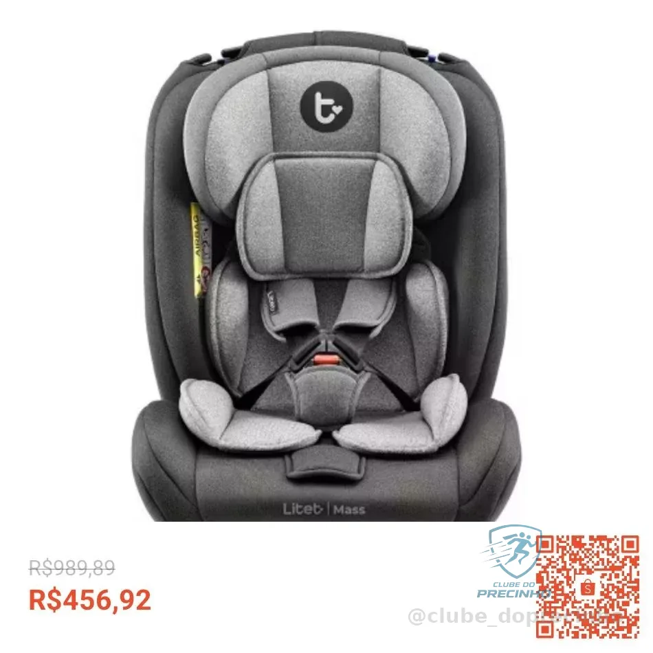 Cadeira Para Auto 0-36 Kg Litet Mass Preta e Cinza - BB458