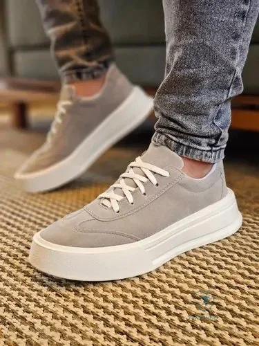 Tênis Masculino Casual Estilo Sneaker Sola Alta Da Moda Cinza 39 Br