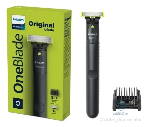 Barbeador E Aparador Elétrico Philips Oneblade Com Pente 5 Em 1, Sem Fio E À Prova D'água - Qp1425/10 Preto 5v