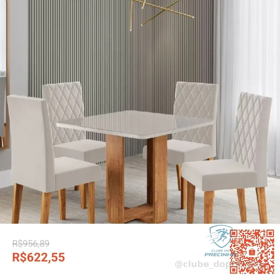 Mesa de Jantar 4 Lugares Magiore - Viero Móveis