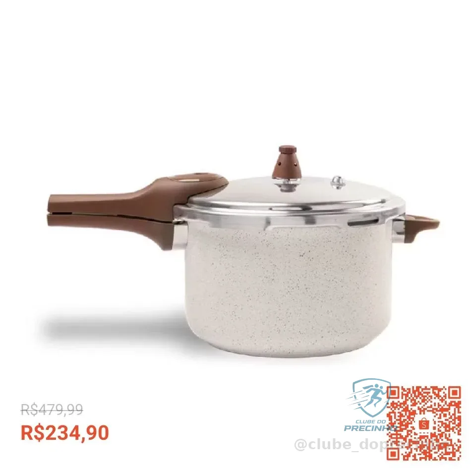 Panela de Pressão 6.8l Brinox Ceramic Life Pressure com Fundo de Indução 24 cm Vanilla