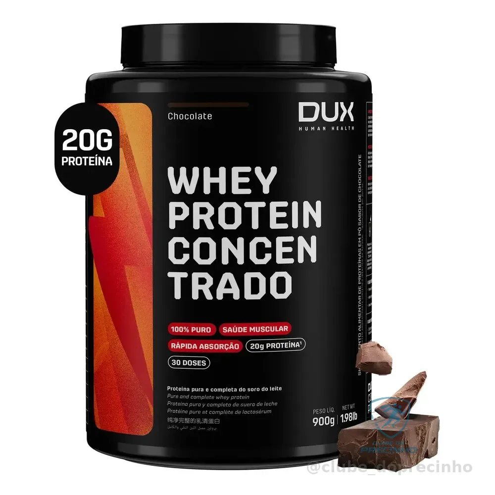Dux Human Health Whey Protein Concentrado Suplemento 900g - Sabor Chocolate