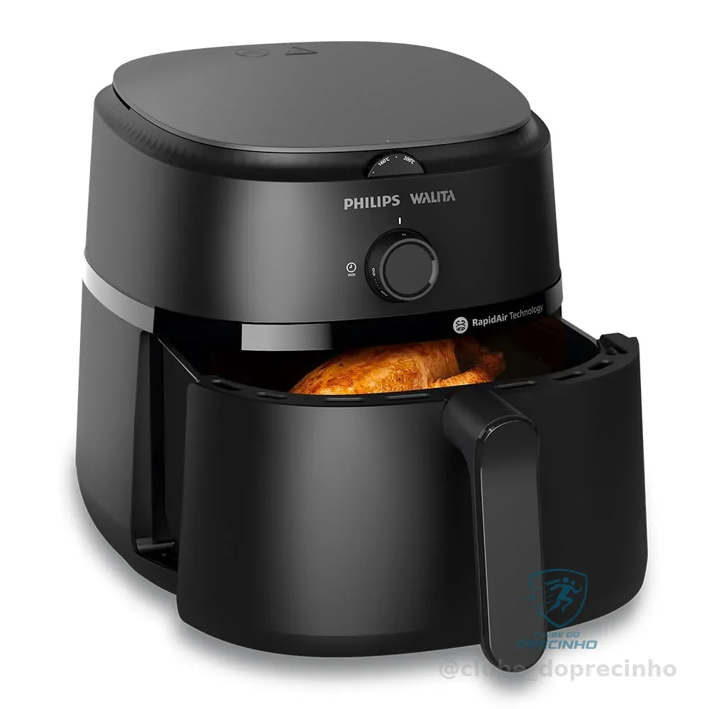 Philips Walita Fritadeira Airfryer Série 1000 4,2L, Tecnologia Rapid Air, 12 Funções de Cozimento, Economia de Energia, Limpeza Fácil, Design Compacto, Preta, 110V (NA120/00)