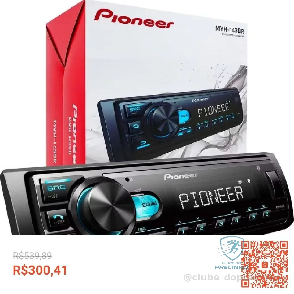 Radio Pioneer Mp3 Player MVH145BR Automotivo Bluetooth USB FM Som Universal Completo