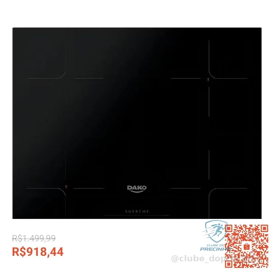Cooktop De Indução 4 Bocas Dako Supreme Preto 220v