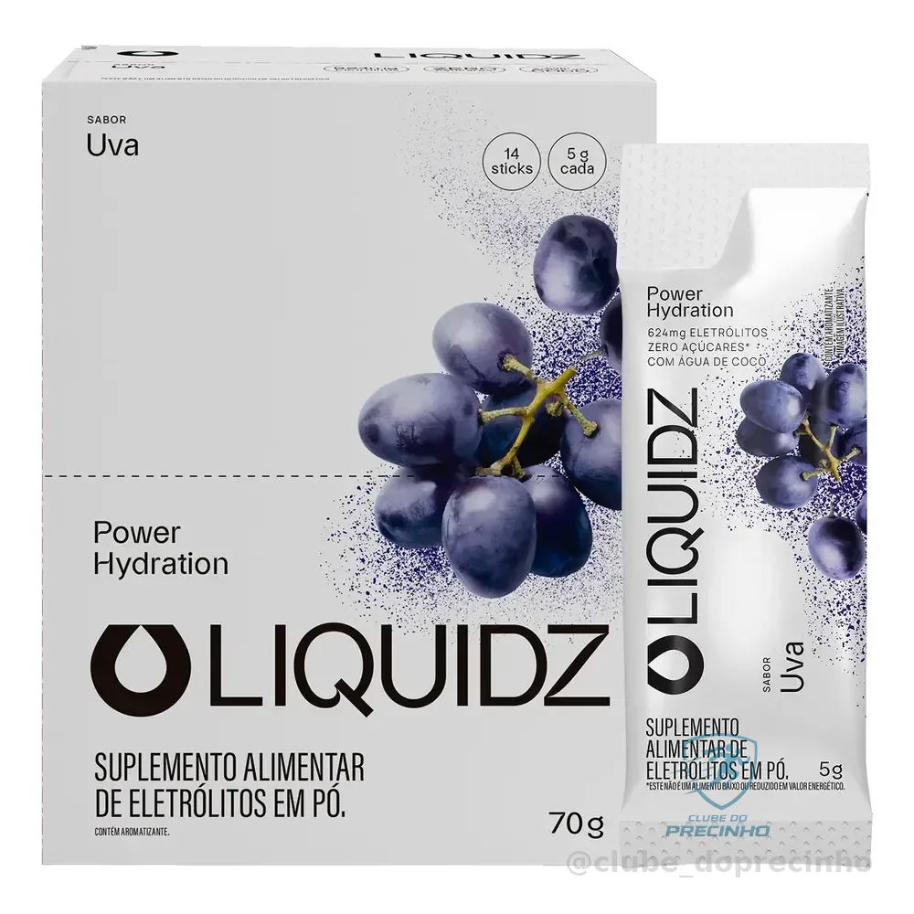 Liquidz® - Eletrólitos Zero Açúcares - Sabor Uva - 14 Sachês Uva