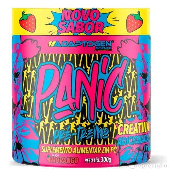 Adaptogen Science Panic Pré-Treino com Creatina 300g (Morango) Mercado Livre