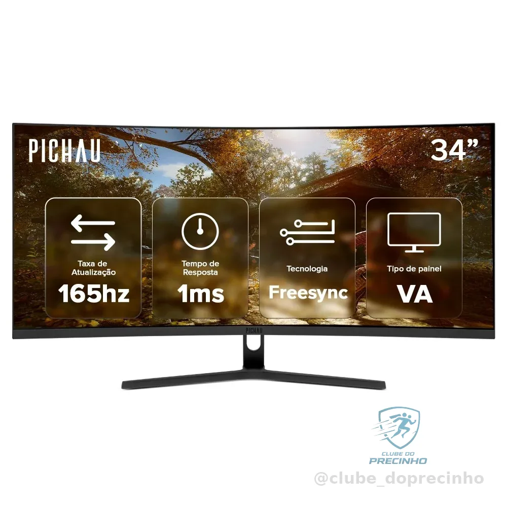 Monitor Gamer Pichau Nexus 34 Neo S, 34 Pol, VA, Ultrawide Curvo, WQHD, 1ms 165Hz, PG-NXS34NEOS-BL01