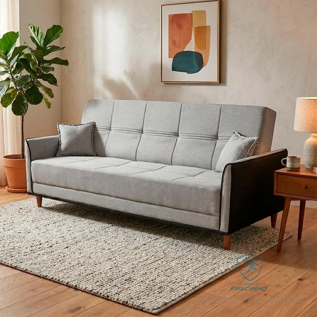 Sofá Cama Sérvia 2,00m Cinza Bouclê - King House
