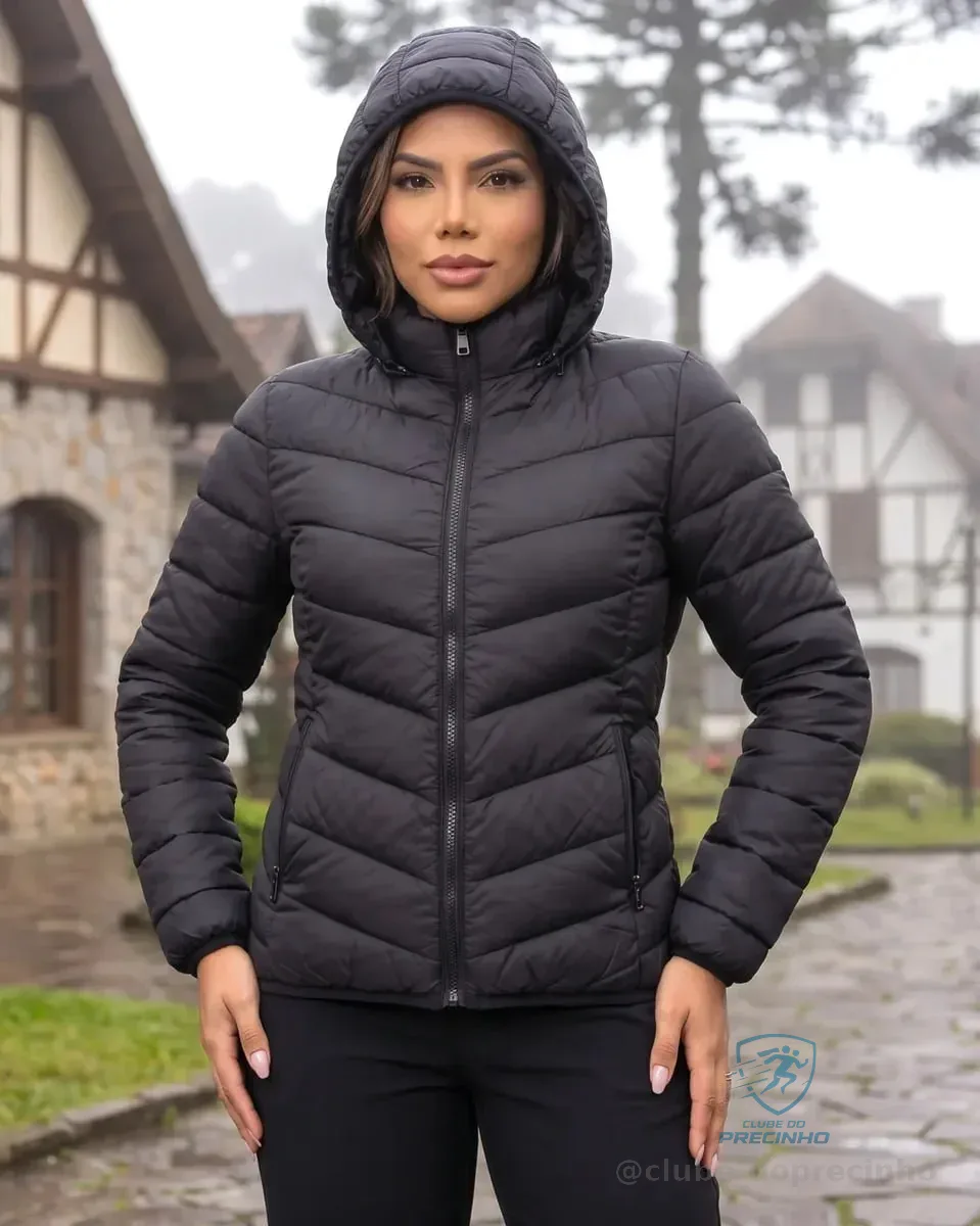 Jaqueta Feminina Puffer Impermeável Capuz Frio Inverno Mercado Livre