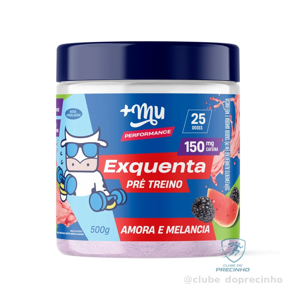 +Mu Pré Treino Exquenta Sabor Amora e Melancia - 500g