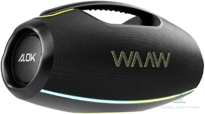 WAAW by ALOK Caixa de Som HYPERBOOM 1000 Bluetooth, À Prova D'Água, Até 12h de Autonomia, Tecnologia TWS, 180W RMS