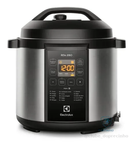 🔥 PARCELADO! Electrolux Panela pressão elétrica Electrolux digital capacidade 6L silenciosa segura 10 travas segurança 15 receitas pré-programadas 3 níveis pressão PCC20 inox preto 127v por Rita Lobo