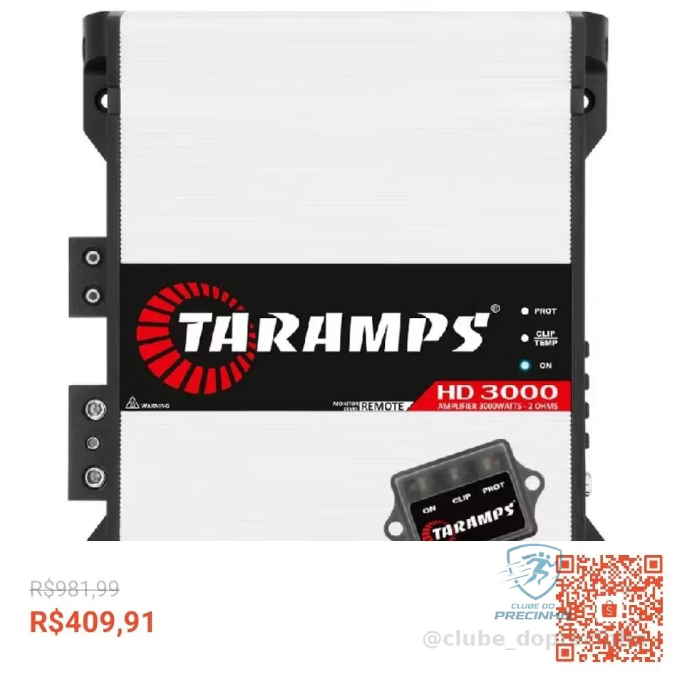 Módulo Amplificador Taramps HD3000 3000W 1 Canal 2 Ohms 4 Ohms