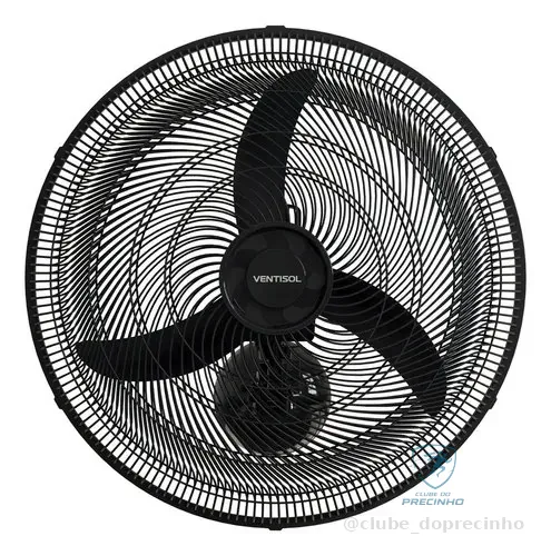 Ventilador Oscilante De Parede Ventisol New 3 Pás 50cm 1300rpm Preto 50 Cm 60 127v Plástico