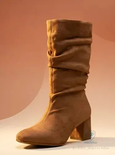 Bota Feminina Beira Rio Camurça Slouch Cano Longo Conforto Marrom 37 Br