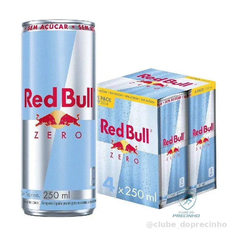 Red Bull Energético, Zero, Sem Açúcar, 250ml, 4 latas