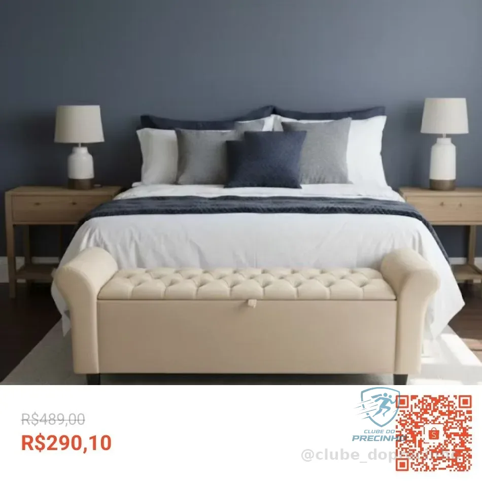 Baú Recamier Divã Paris Capitonê 150cm Para Cama Queen Tecido Suede Estrutura em Madeira - AV