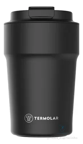 Termolar Uniq Copo Termico 380ml Café Chá Preto Liso