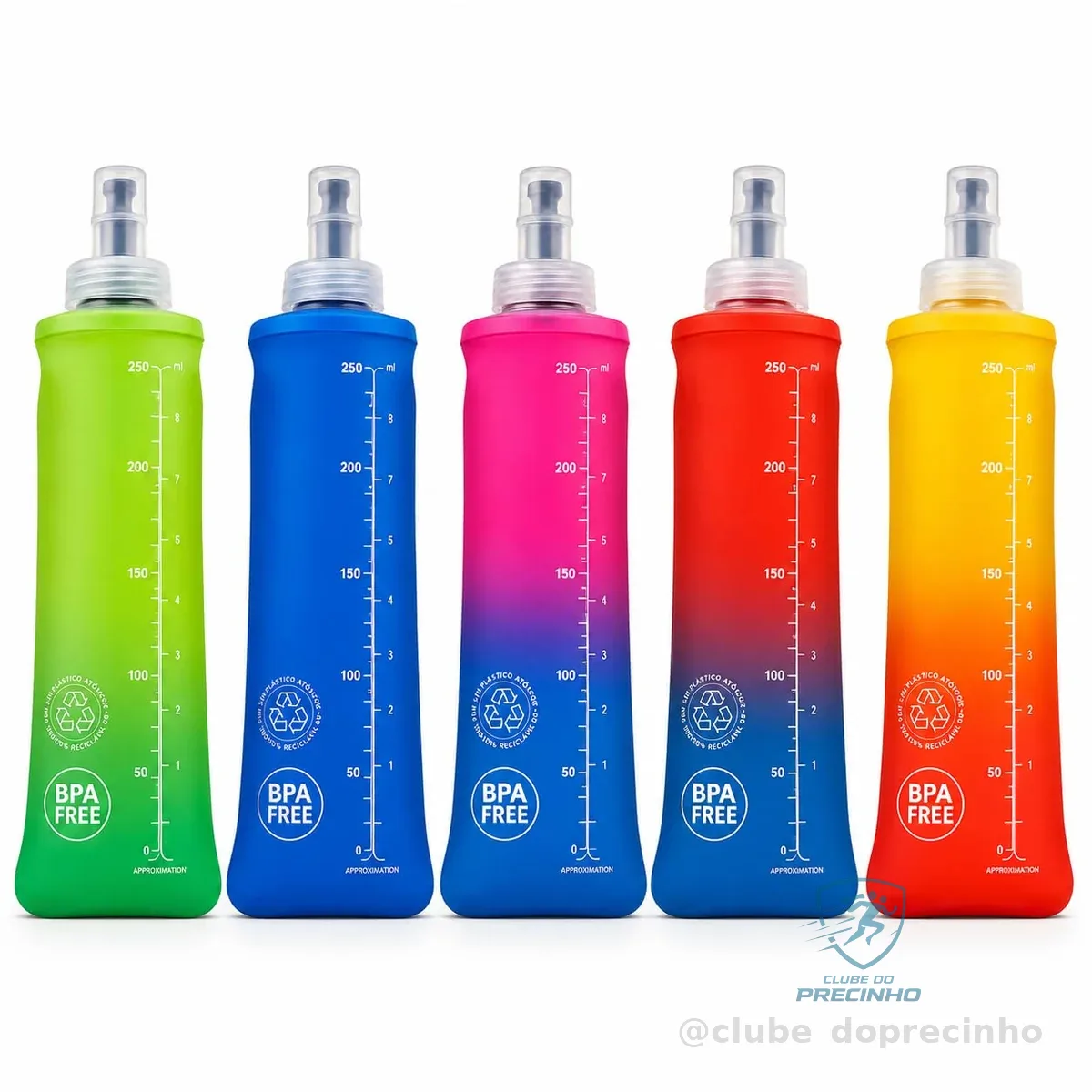 Garrafa Corrida Silicone Dobrável Premium 250ml para Corrida Ciclismo Hidratação Esportiva Bico Antivazamento Livre De BPA Garrafinha Flexível Para Esportes (Cores Sortidas)