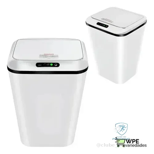 Lixeira Automática Sensor Inteligente Recarregável Usb Para Escritório E Casa Branco