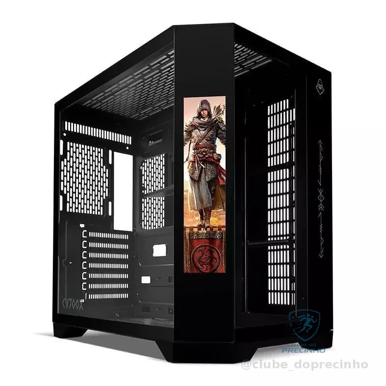Gabinete Gamer Mancer CV700X, Mid-Tower, Com Tela LCD, Lateral de Vidro, Preto, MCR-CV700X-BK