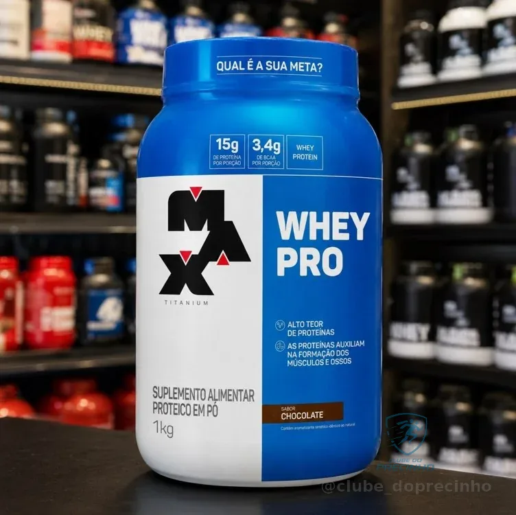 Whey Protein 1kg Whey Pro Max Titanium Sabor Chocolate BCAA e Aminoácidos Mercado Livre
