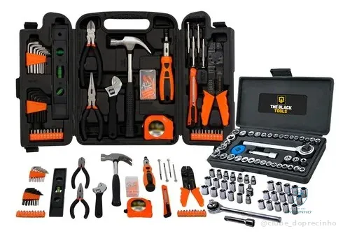 Kit Jogo De Ferramentas Completo C/ Soquetes E Chaves Tbt12940k The Black Tools Preto
