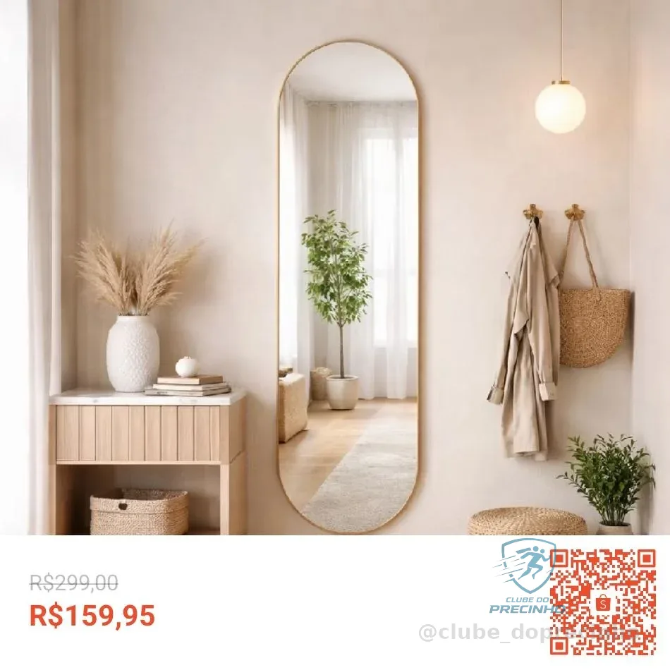 Espelho Orgânico Cápsula 160x55cm Grande Parede Decorativo Sala Quarto Corredor Escritório
