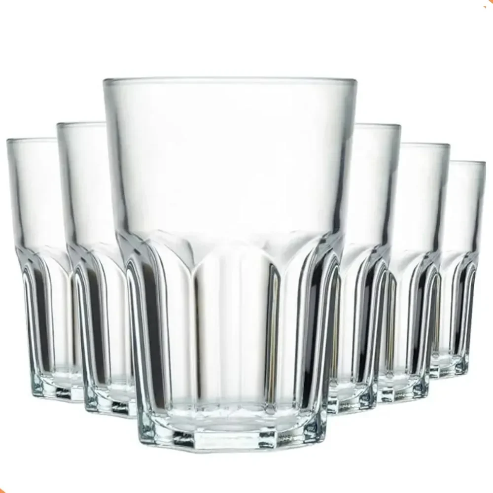 Jogo De Copos Em Vidro 6 Peças Cozinha Água Suco Drink 350ml