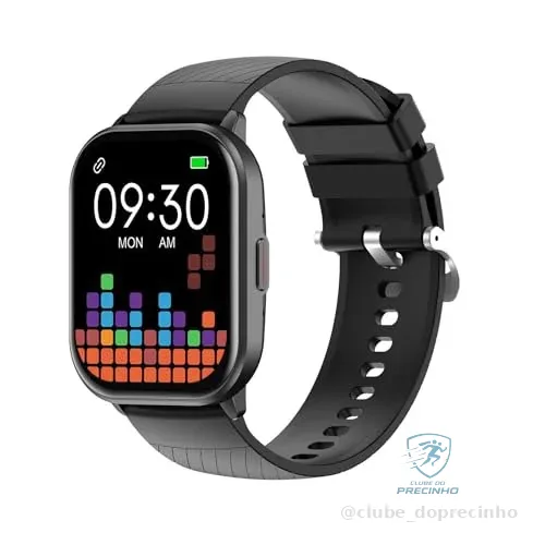 Relógio Digital Feminino Masculino Smartwatch Inteligente Bluetooth, Full Touch a Prova d 'água IP68 com 120+ Modos de Exercício e Esporte, Preto