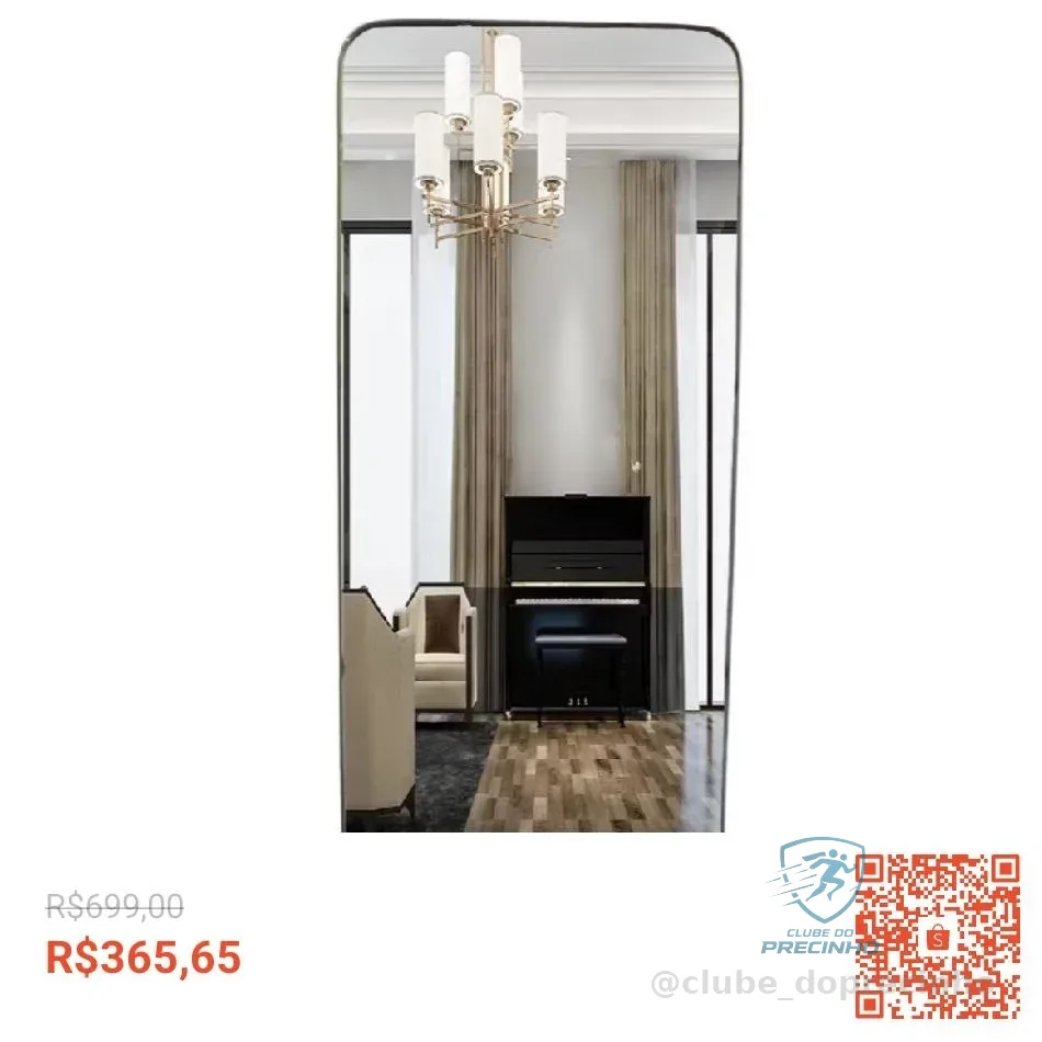 Espelho Retangular Moldura Em Alumínio 170cm x 70cm Grande Corpo Inteiro