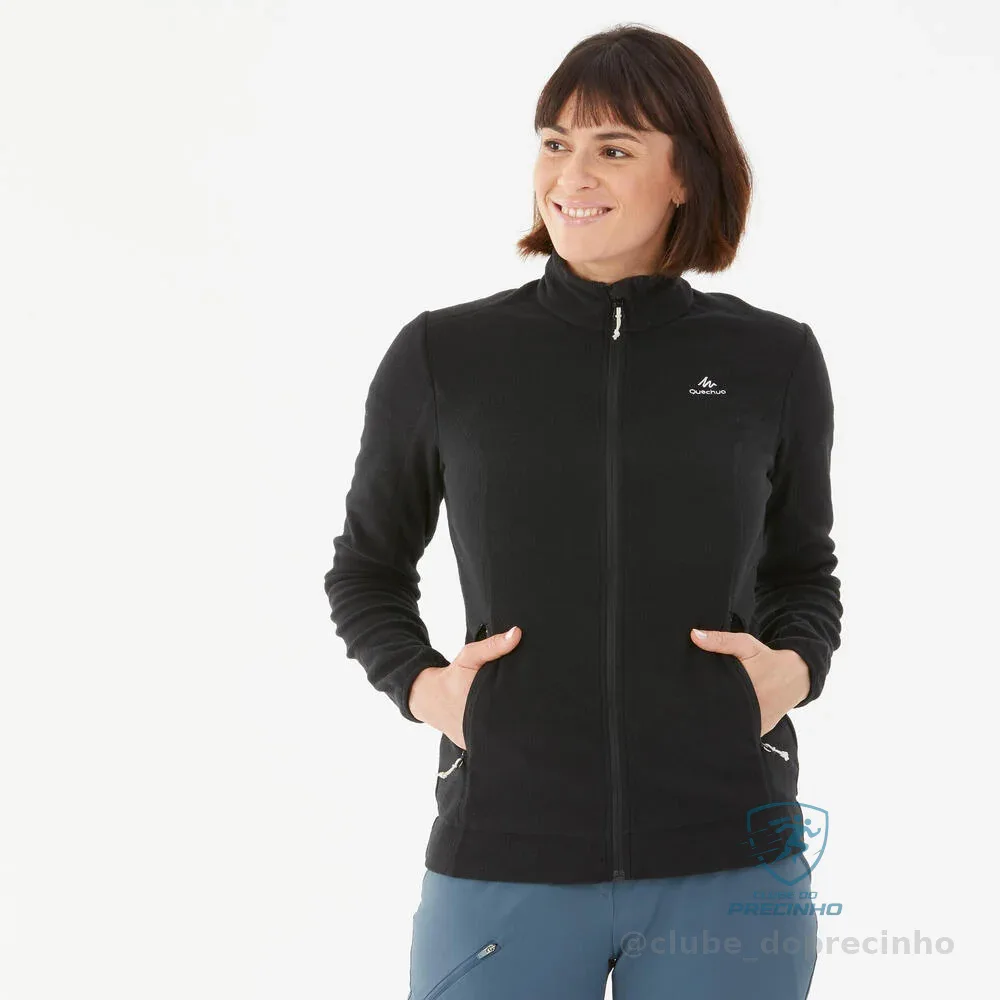 Blusa Fleece Feminina de Trilha Térmica MH100 Quechua Preta