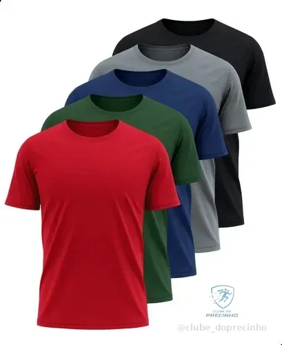 🔥 PARCELADO! Kit 5 Camisetas Básicas Masculina Dry Fit Lisa Tradicional  Variado 2 M