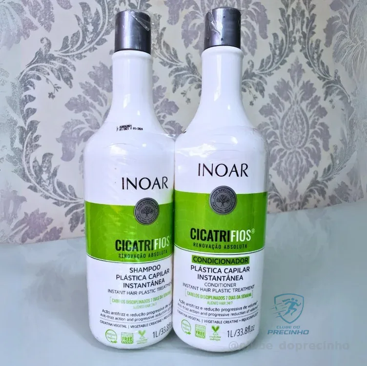 Inoar, Kit CicatriFios Plástica Capilar – Shampoo e Condicionador 2x1L, Redução de Frizz, Brilho Intenso, Hidratação Profunda, Proteção Térmica e Volume Controlado