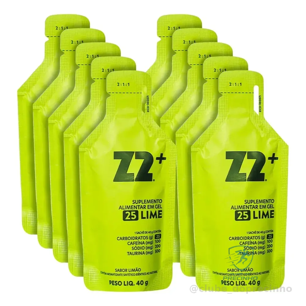 Energy Gel Z2+ Lime Box 10un Sachê 40g Cafeína Limão