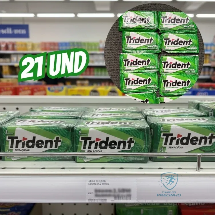 Chiclete Trident Menta Sem Açúcar - Caixa com 21 unid. de 8g