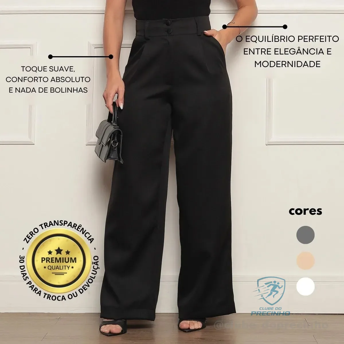 Calça Alfaiataria Feminina Wide Leg Social Cintura Alta Mercado Livre