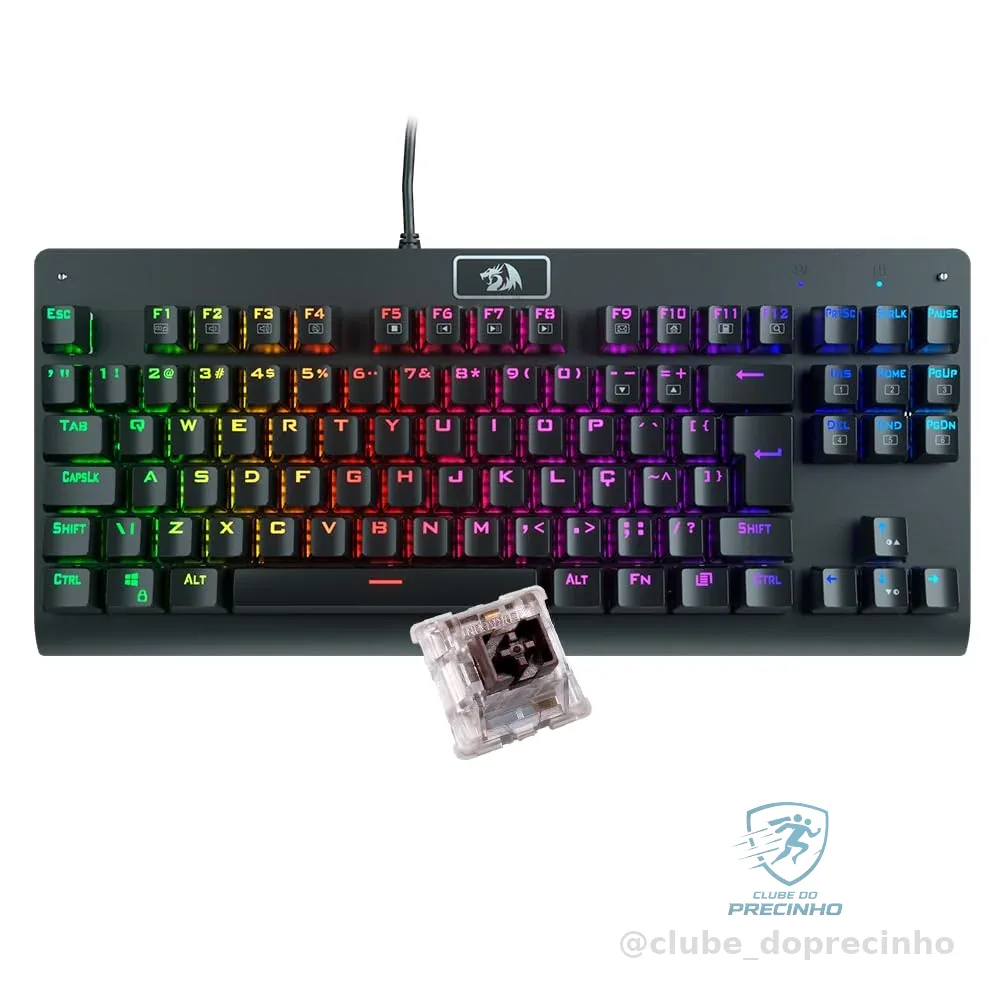 Teclado Mecânico Gamer Redragon Dark Avenger K568-2 Rgb Switch Brown Com Fio