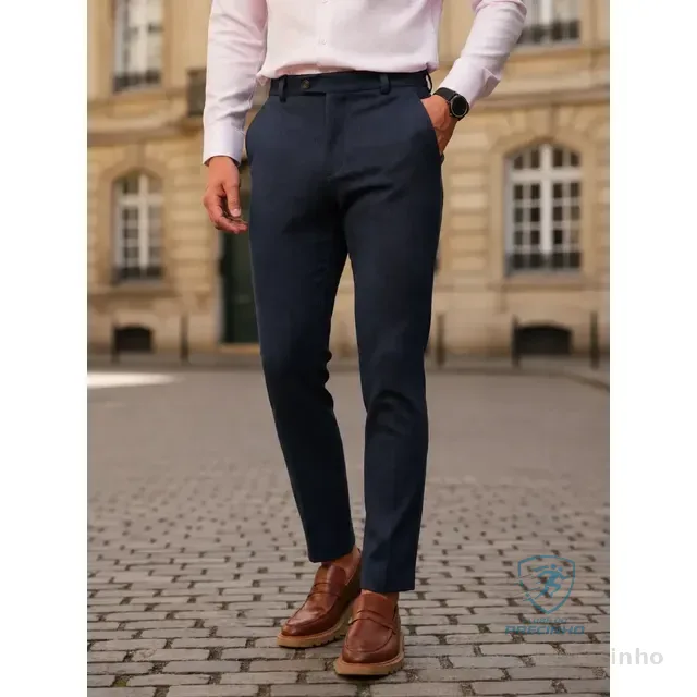 Calça Social Alfaiataria Masculina Malha Elastano Stretch